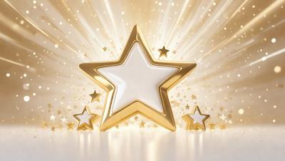 The primary subject of the image is a gold star, which is the main object, scene, or focus of the image. The setting/background features a white background, which contrasts with the gold star. The visual style of the image is a photo, showcasing the star's details and texture. The colors and mood of the image are predominantly gold and white, creating a sense of elegance and simplicity.